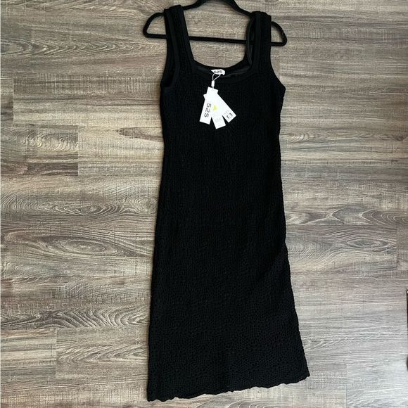 NWOT 525 America Crochet Tank Dress Black Size Medium Women’s - Picture 2 of 11